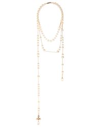 Vivienne Westwood - Metallic Broken Pearl Necklace Gold/crystal/emerald - Lyst