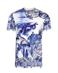 Versace | Tie And Dye Baroque Hand Painted T-shirt Blue/navy for Men | Lyst