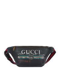Gucci Slogan Logo Print Belt Bag in Black - Lyst
