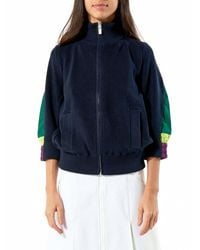 Sacai | Blue High Collar Zip-up Sweater | Lyst