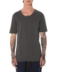 Label Under Construction Gray Punched Henley Tee for men
