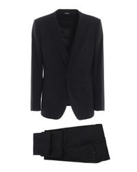 Dolce & Gabbana Black Light Wool Three-piece Martini Suit for men