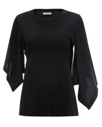 J.W. Anderson - Black Asymmetric Drape Jersey T-shirt - Lyst