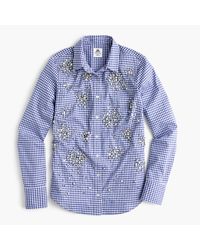 J.Crew | Blue Collection Thomas Mason Top In Embellished Gingham | Lyst