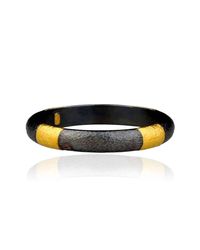 Lika Behar Collection - Metallic Gold And Oxidised Silver "ancora" Gold Band Bracelet - Lyst