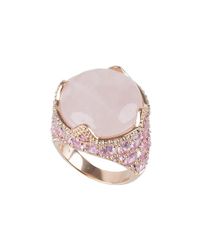 CZ by Kenneth Jay Lane - Pink Rose Quartz Cocktail Ring - Lyst