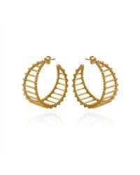 Cara Tonkin - Metallic Gold Theda Stripe Hoop Earrings - Lyst