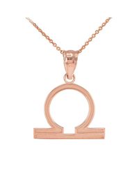 QP Jewellers - Pink Libra Zodiac Pendant Necklace In 9kt Rose Gold - Lyst