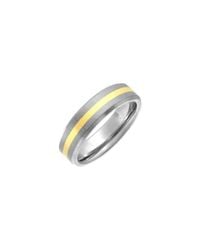 Star Wedding Rings - Brown Titanium And 9kt Yellow Gold Inlay Flat Court Shape Matt Ring - Lyst