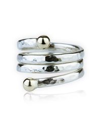 Lavan - Metallic Handmade Gold And Hammered Silver Spiral Ring - Lyst