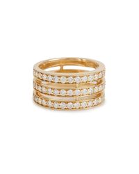 Bochic - Metallic 3 Rows Spacer Diamond Ring In Yellow Gold - Lyst
