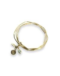 Will Bishop - Metallic Gold Bangles With Blue Topaz - Lyst