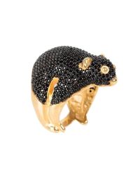 Latelita London - Metallic Possum Ring Gold Black Zircon - Lyst