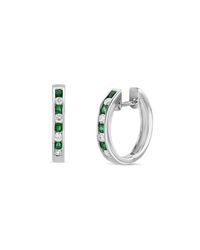 Marmalade Fine Jewellery - Metallic 18kt White Gold Emerald And Diamond Channel Set Hoops - Lyst