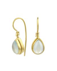 Prism Design - Metallic 9kt Gold Aqua Chalcedony Teardrop Earrings - Lyst