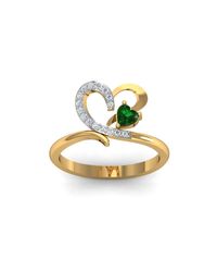 Diamoire Jewels - Metallic 18kt Yellow Gold Pave 0.10ct Diamond Infinity Ring With Emerald - Lyst