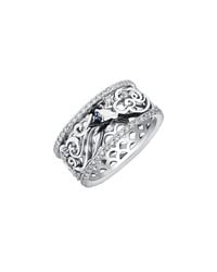 Chekotin Jewellery - Multicolor Air Element Bird Ring With Sapphire And 124 Diamonds - Lyst