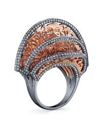 Bochic - Metallic Oriental Pink Gold And Diamond Fan Ring - Lyst