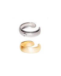 Dutch Basics - Metallic Pair Small Ear Cuffs In Silver & Gold Plating - Lyst