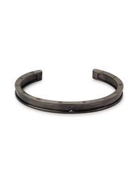 KAVALRI - Metallic Armour Aged Black Steel Cuff - Lyst