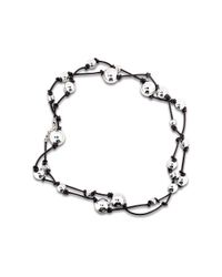 Will Bishop - Metallic Sterling Silver Beads On Leather Necklace - Lyst