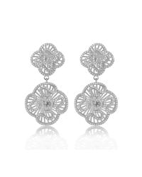 Fei Liu - Multicolor Cascade Double Unit Earrings In White Rhodium Plate - Lyst