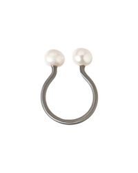 Dutch Basics - Metallic Oxidized Silver Pearl Ring - Lyst
