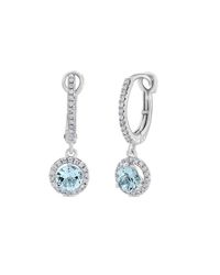 Marmalade Fine Jewellery - Multicolor 14kt White Gold Round Aquamarine And Diamond Dangly Hoops - Lyst