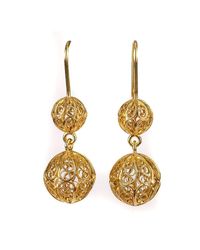 Luis Mendez Artesanos - Metallic 18kt Gold Filigree Two Balls Earrings - Lyst