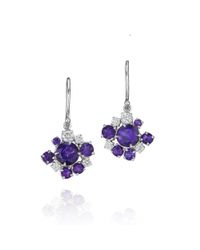 Madstone Design - Purple Amethyst And Diamond Melting Ice Wire Earrings - Lyst