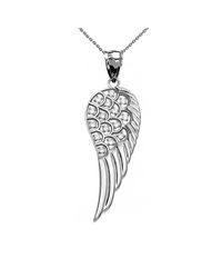 QP Jewellers - Metallic Diamond Angel Wing Pendant Necklace In 9kt White Gold - Lyst