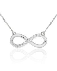 QP Jewellers - Metallic Cz Infinity Pendant Necklace In 9kt White Gold - Lyst