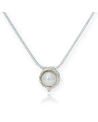 Lavan - Metallic Silver And White Pearl Pendant - Lyst
