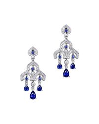 SILVER YULAN - Blue Sapphire Chandelier Earrings - Lyst