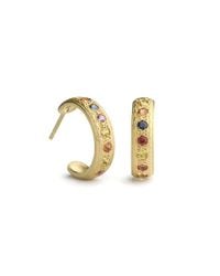 Julia Lloyd George - Metallic 18kt Yellow Gold Rainbow Sapphire Hoop Earrings - Lyst