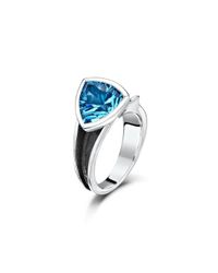 Becky Rowe - Oxidised Silver Blue Topaz Ring - Lyst