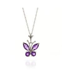 QP Jewellers - Multicolor Amethyst Butterfly Pendant Necklace In 9kt White Gold - Lyst