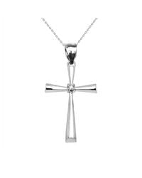 QP Jewellers - Metallic Diamond Elegant Cross Pendant Necklace Sterling Silver - Lyst