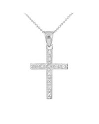 QP Jewellers - Metallic Diamond Cross Pendant Necklace In 9kt White Gold - Lyst