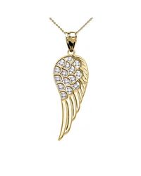 QP Jewellers - Metallic Diamond Angel Wing Pendant Necklace In 9kt Gold - Lyst