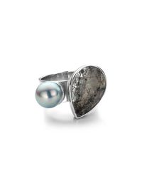 Jewellery Design Marie-Benedicte Metallic Ophelia's Dream Ring In Gold, Quartz And Akoya