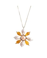 M's Gems by Mamta Valrani - Multicolor Spring Blossom Chain With White And Yellow Floral Pendant - Lyst