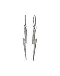 Nadean Designs - Multicolor Pave Diamond Oxidised Silver Lightning Bolt Earrings - Lyst