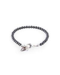Loushelou - Metallic Hematite Bracelet With Silver Leaf Charm - Lyst