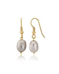 Lavan - Metallic 9kt Gold Large Grey Pearl Drop Earrings - Lyst