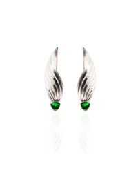 Jane North - Multicolor Sway Swirl Stud Earrings In Sterling Silver With Emerald Coloured Trillion Glass - Lyst