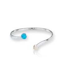 Lavan - Metallic Gold And Silver Opal Heart Bangle - Lyst