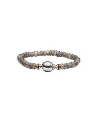 Nadean Designs - Metallic Tahitian Pearl Mixed Metal Diamond Labradorite Bracelet - Lyst