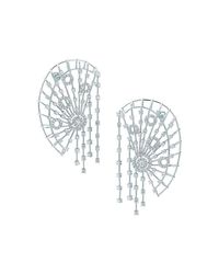 Pinomanna - Metallic White Gold & Diamond East Collection Ear Cuffs | - Lyst