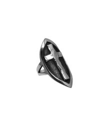 Luke Goldsmith - Metallic Silver Sheild And Cross Ring - Lyst